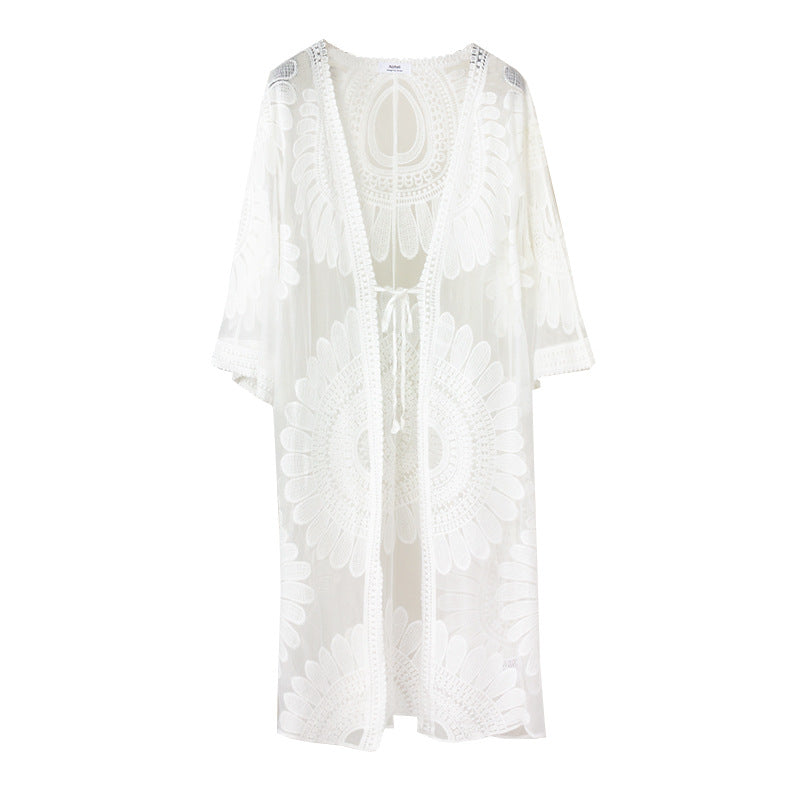 Elva™ Transparante Kant Strand Cover-up
