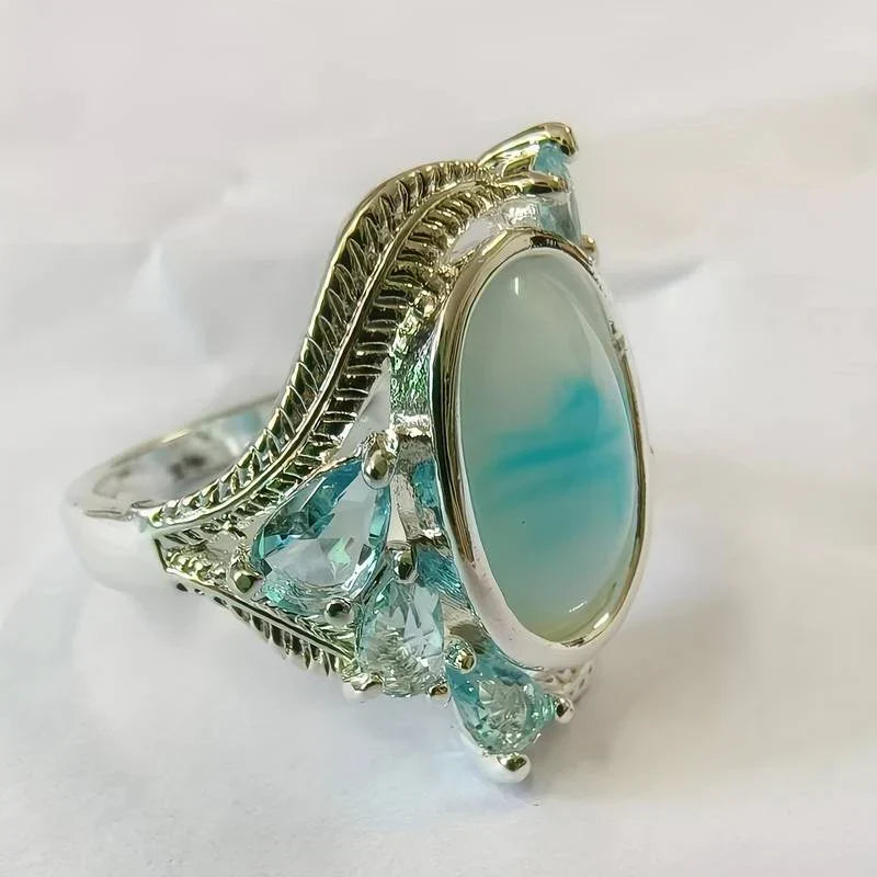 Vintage ring met turkoois en opaal