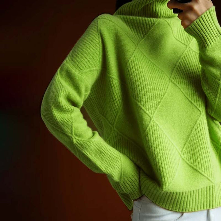 Kylie | Geribbelde trui met ronde hals in textuur brei