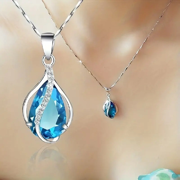Elegante blauwe steen halsketting