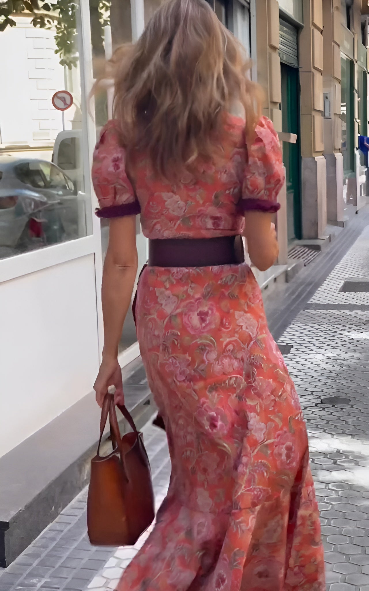 Elegante Roze Maxi Jurk met Korte Mouwen