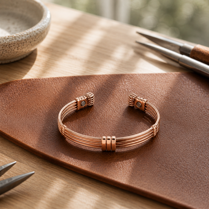 Koperarmband met koord