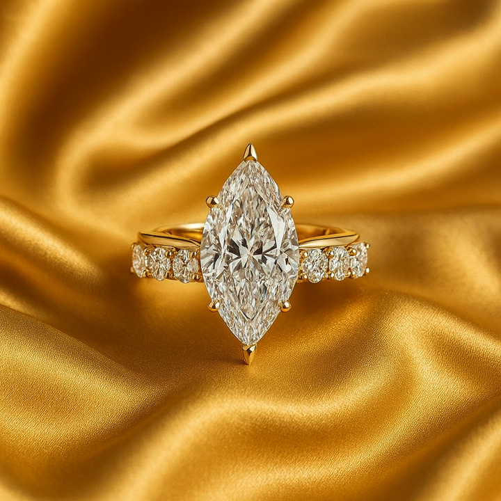 Gouden ring met marquise-diamant
