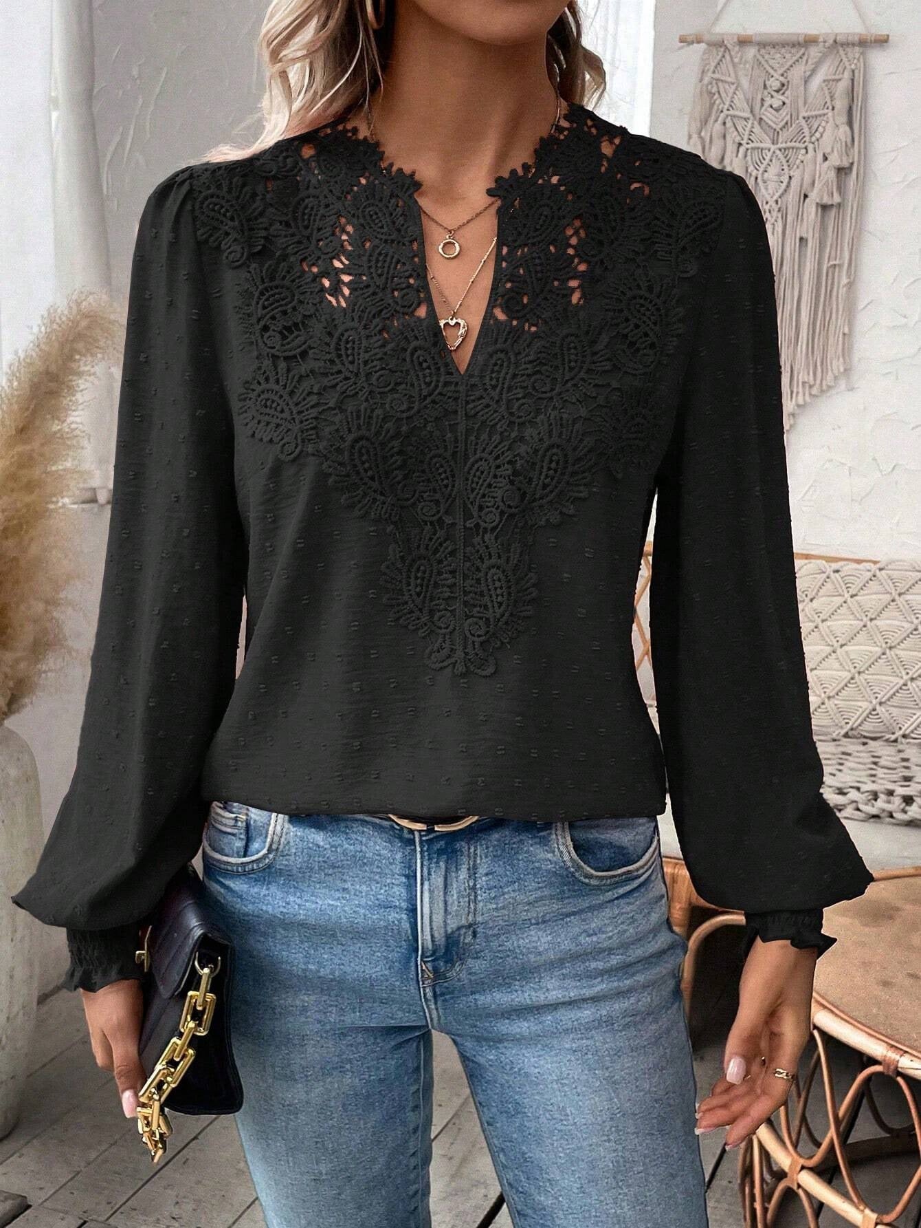 Zenya™ Kanten Lange Mouw Blouse