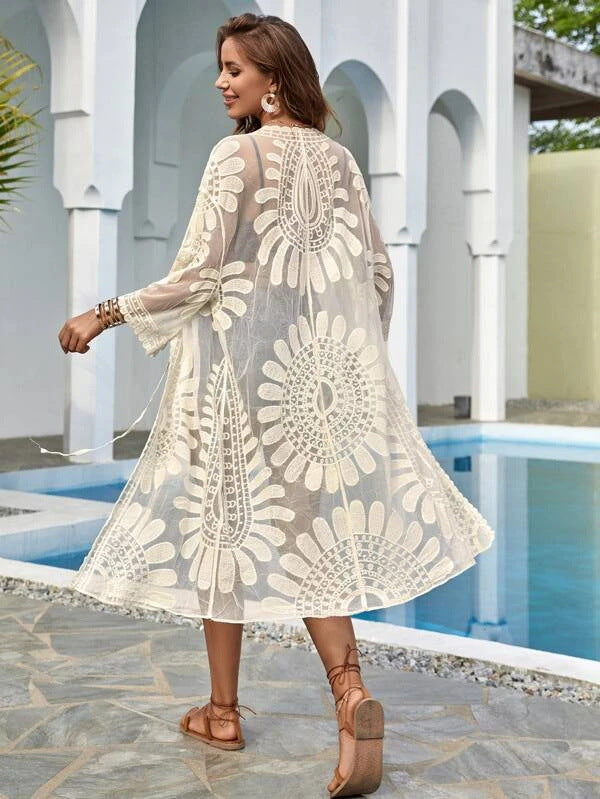 Elva™ Transparante Kant Strand Cover-up