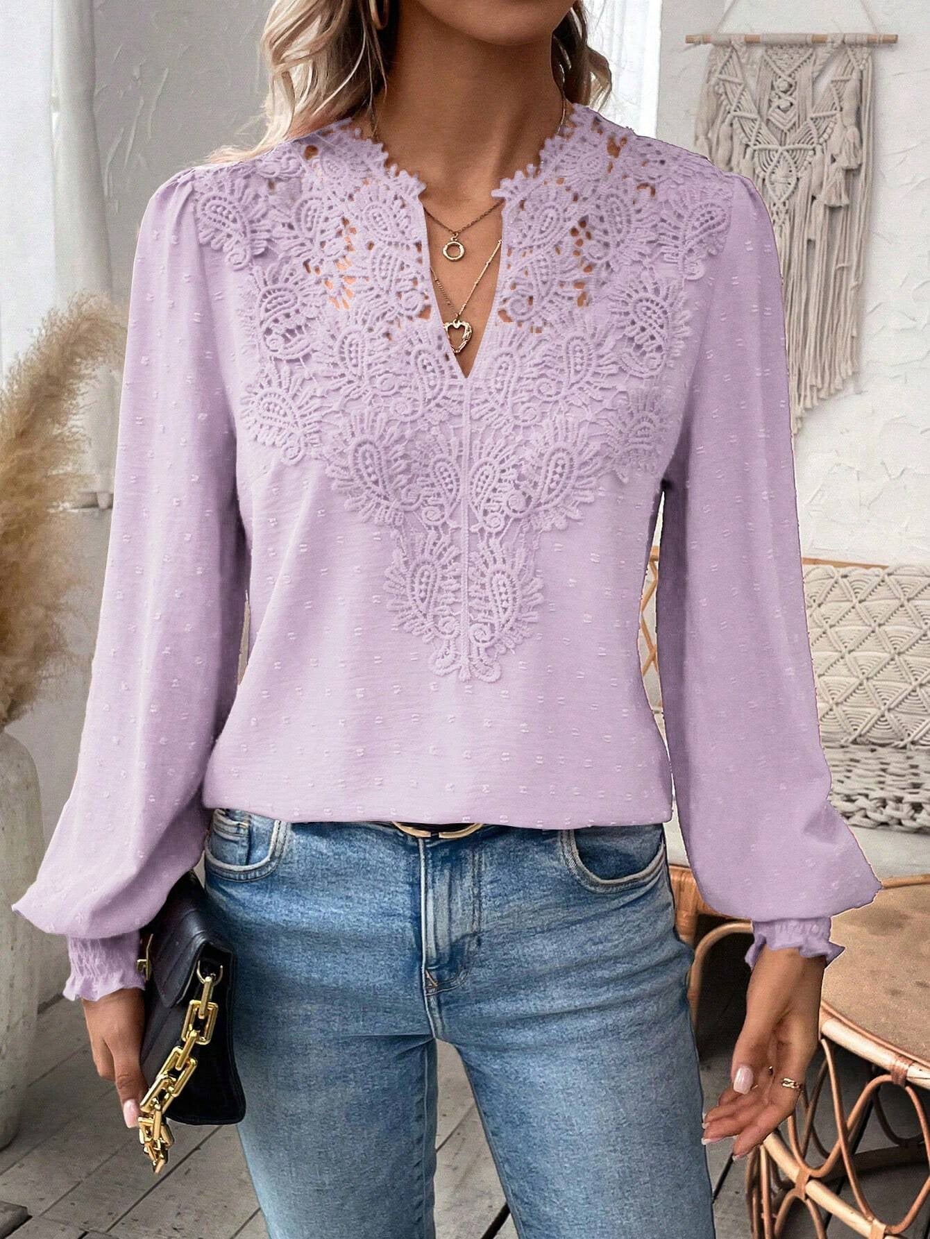 Zenya™ Kanten Lange Mouw Blouse