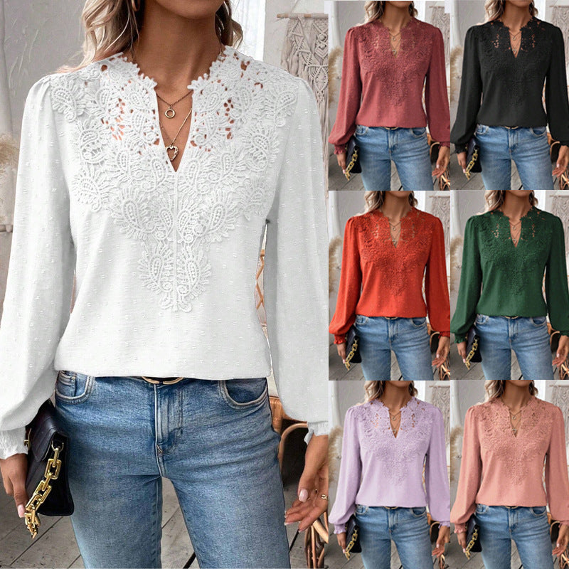 Zenya™ Kanten Lange Mouw Blouse