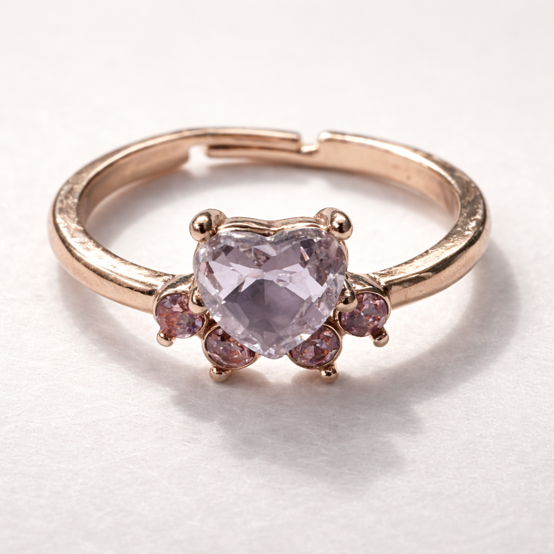 Vintage ring met pootafdruk en kubisch zirconia