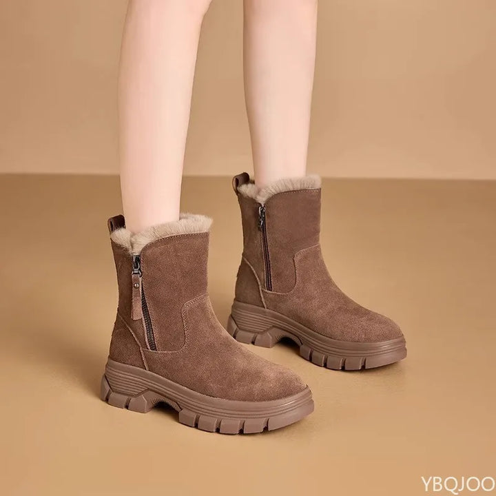Lotte gevoerde snowboots met rits in kaki