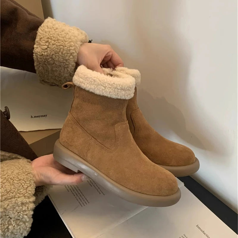Sanne warm gevoerde enkellaarsjes met zijrits in camel