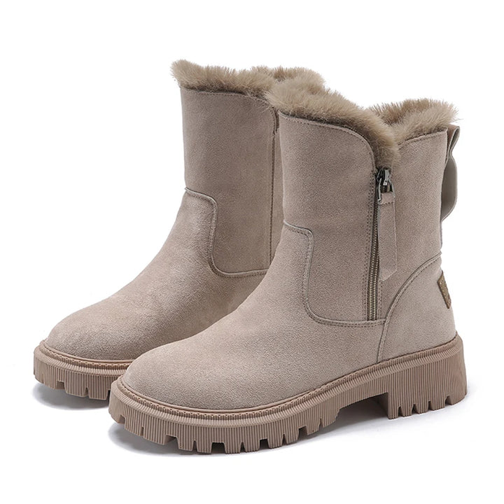 Isa plateau snowboots met pluche voering in abrikoos