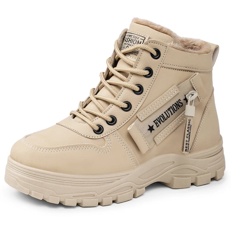 Noor gevoerde veter-snowboots in kaki