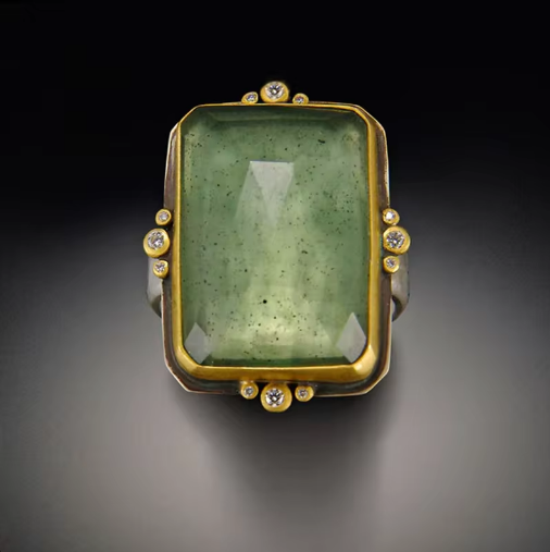 Retro vierkante ring van kristal in Franse stijl