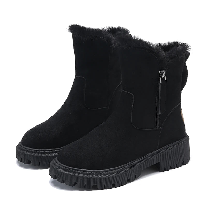 Isa plateau snowboots met pluche voering in zwart