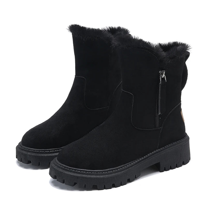 Isa plateau snowboots met pluche voering in zwart