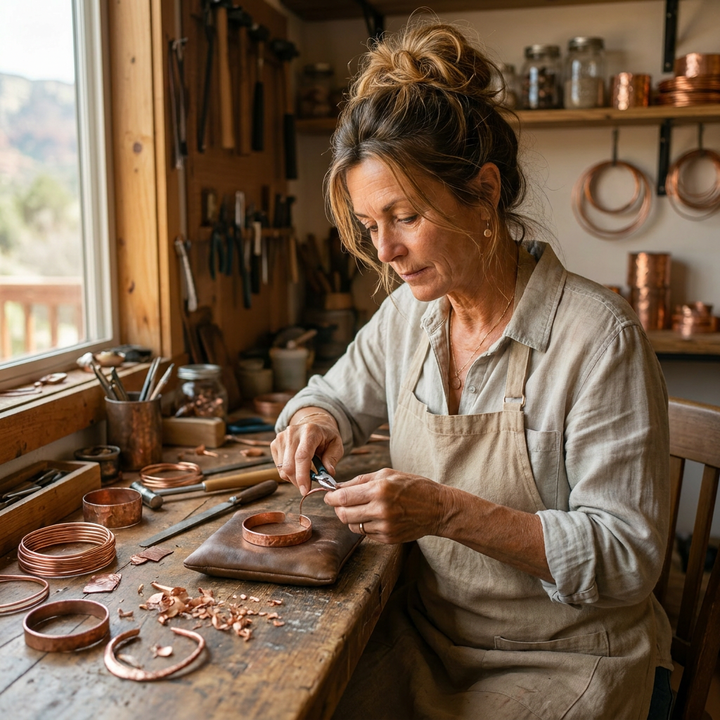 Ambachtelijke koperen armband