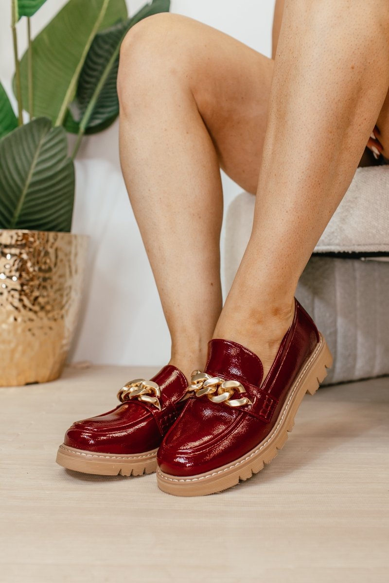 Donkerrood Crinkle Patent Leren Schoenen