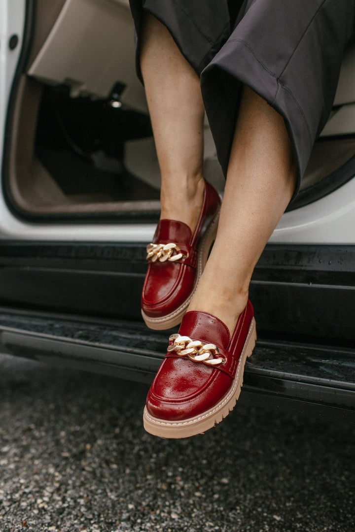 Donkerrood Crinkle Patent Leren Schoenen