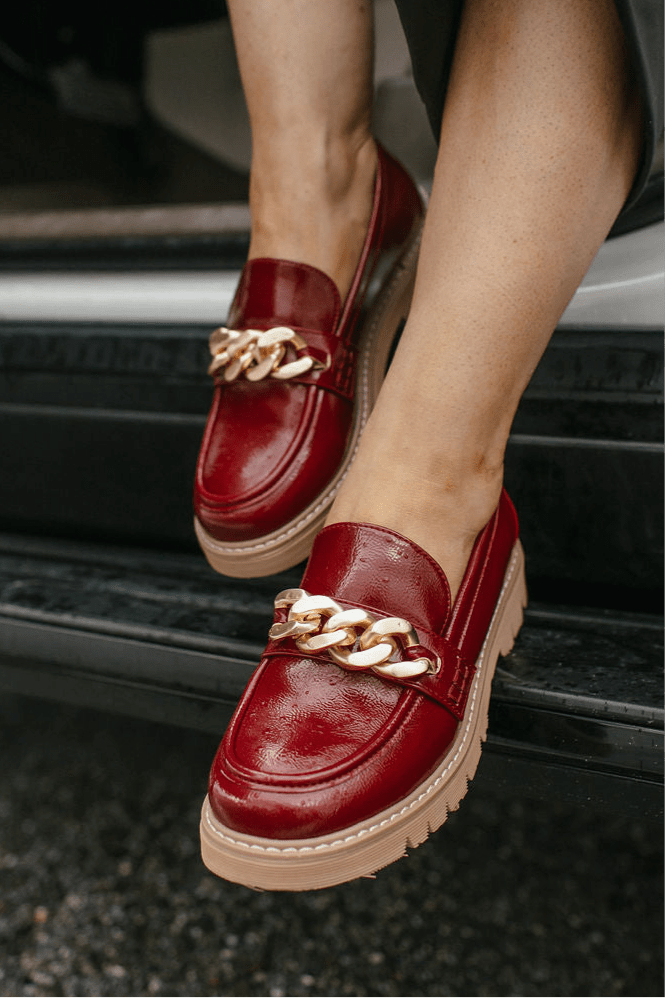 Donkerrood Crinkle Patent Leren Schoenen