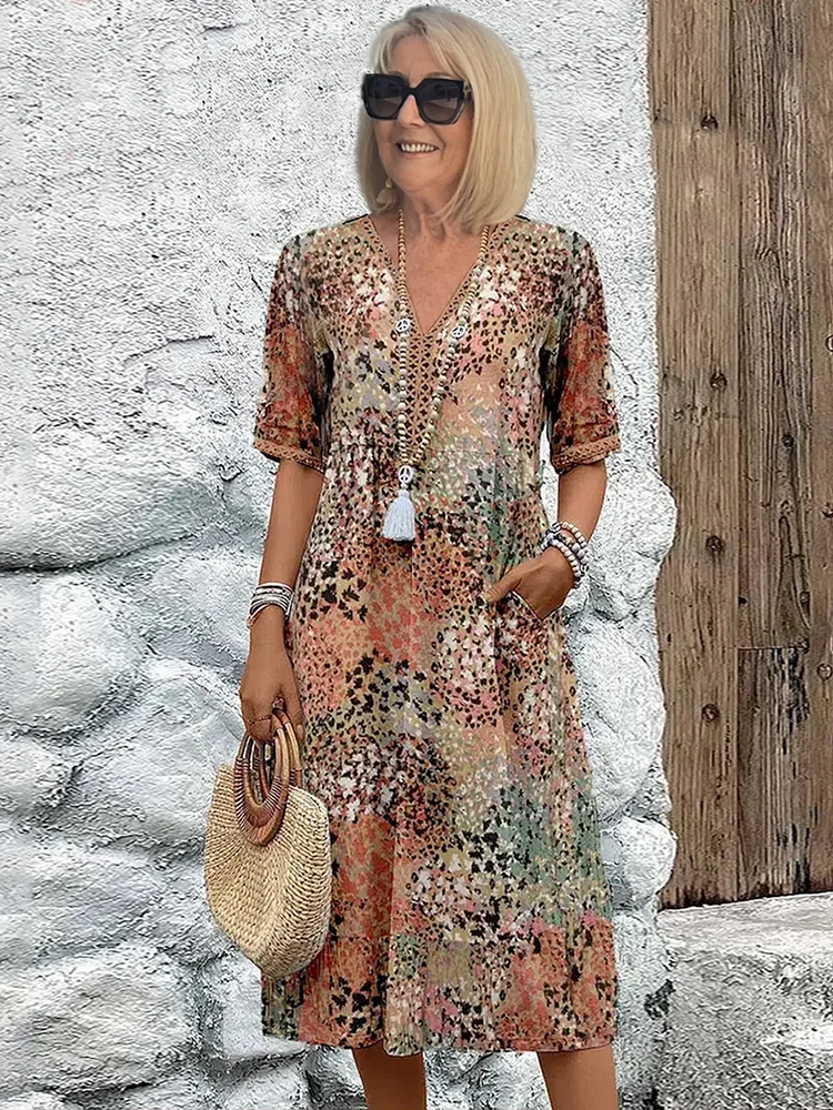 Samantha™ | Elegante Bloemen Midi Jurk