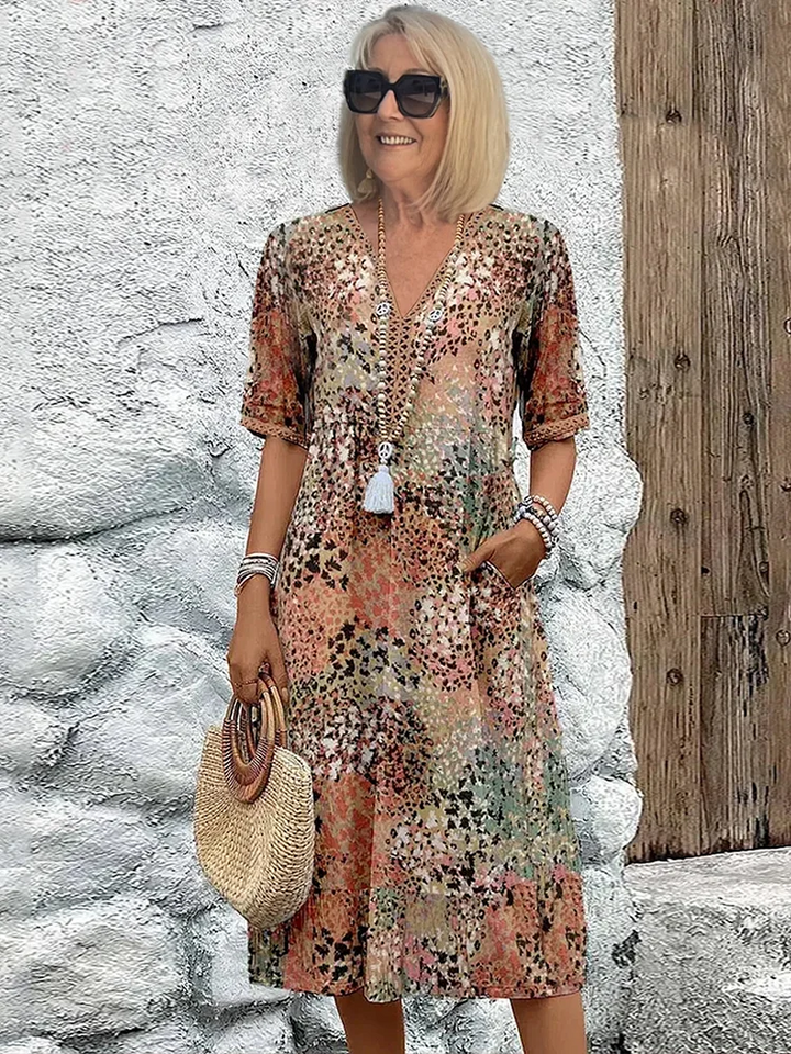 Samantha™ | Elegante Bloemen Midi Jurk
