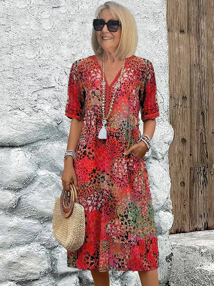 Samantha™ | Elegante Bloemen Midi Jurk