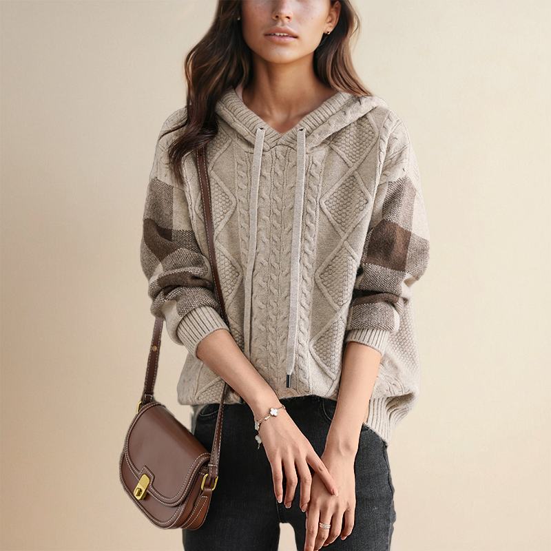 Leonie | Gebreide hoodie met jacquard