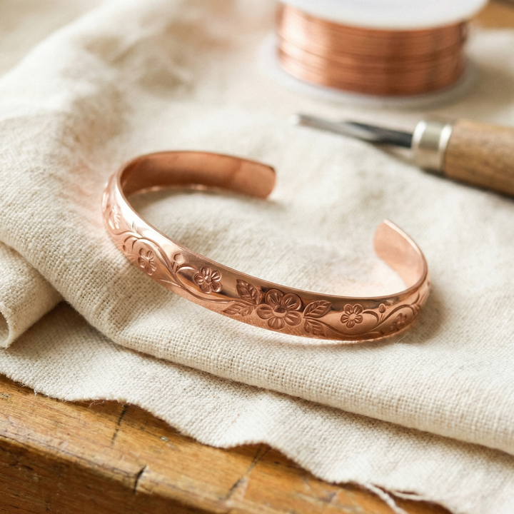 Koperen armband Bloem
