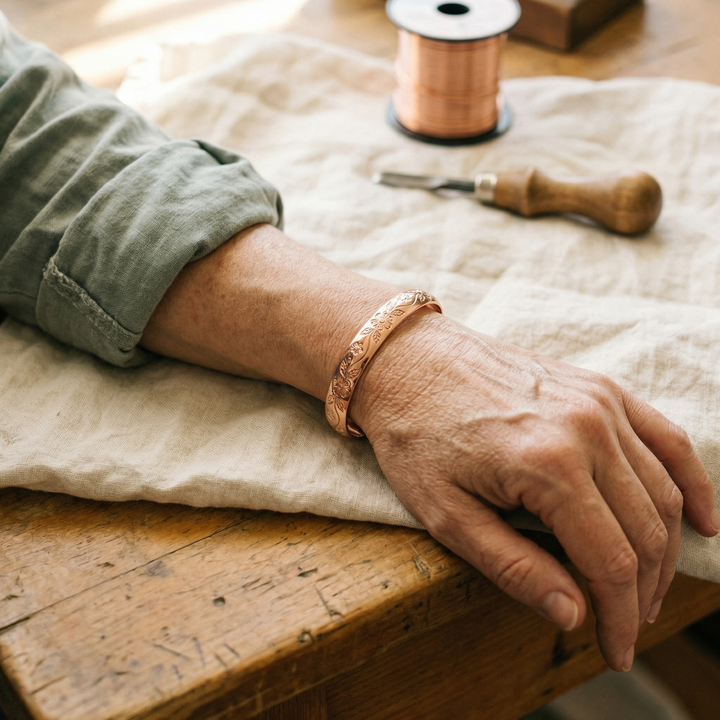 Koperen armband Bloem