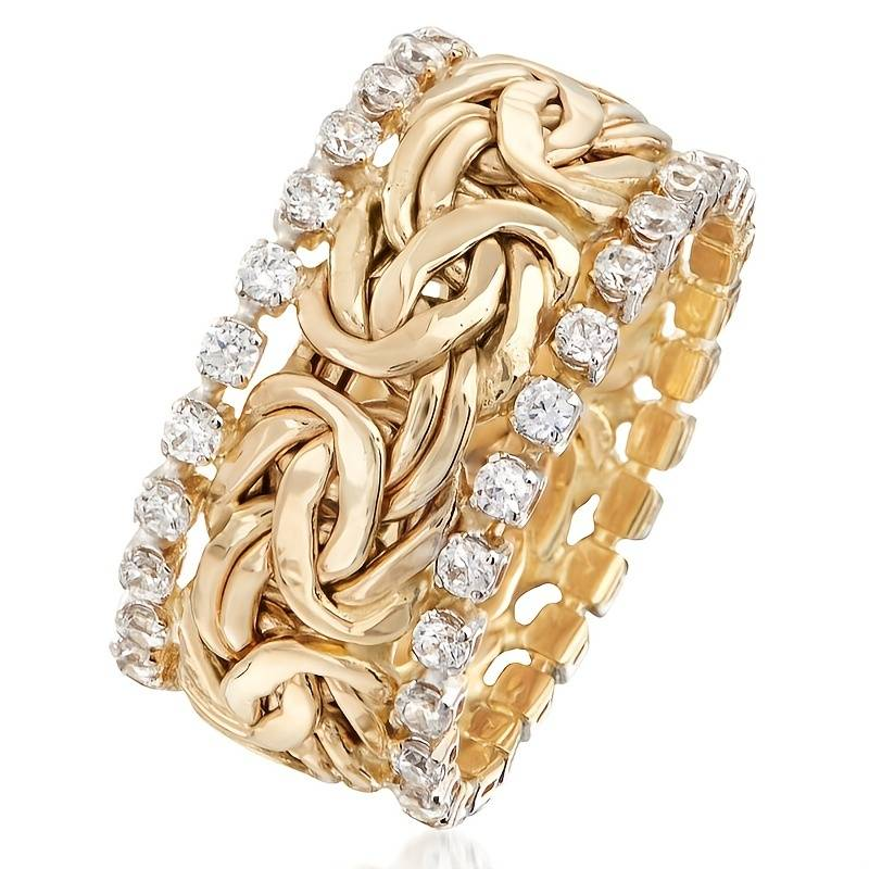 Vintage gevlochten ring met kubische zirkonia