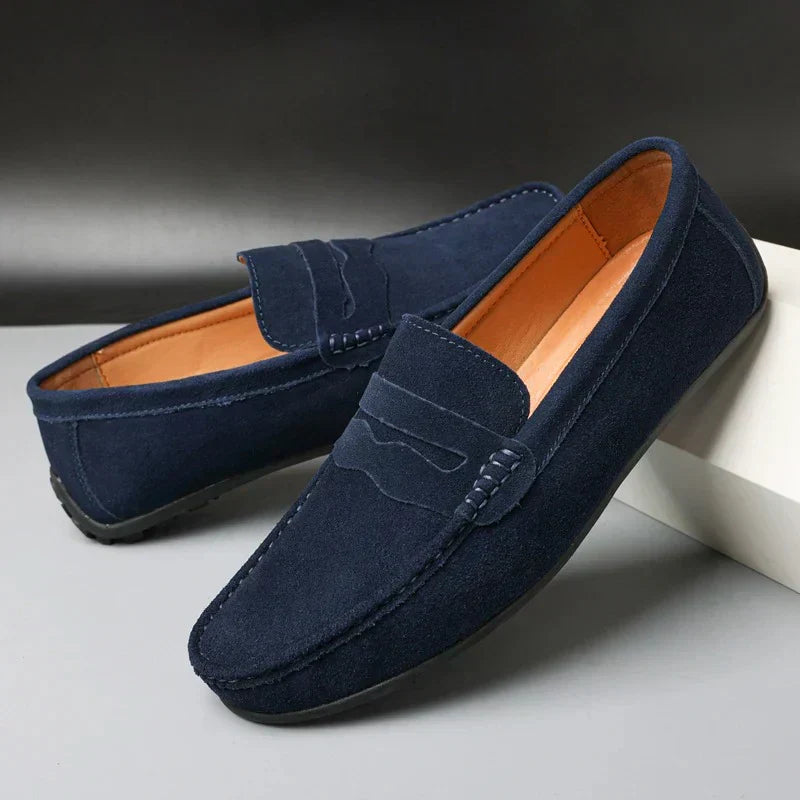 Retro suède herens loafers