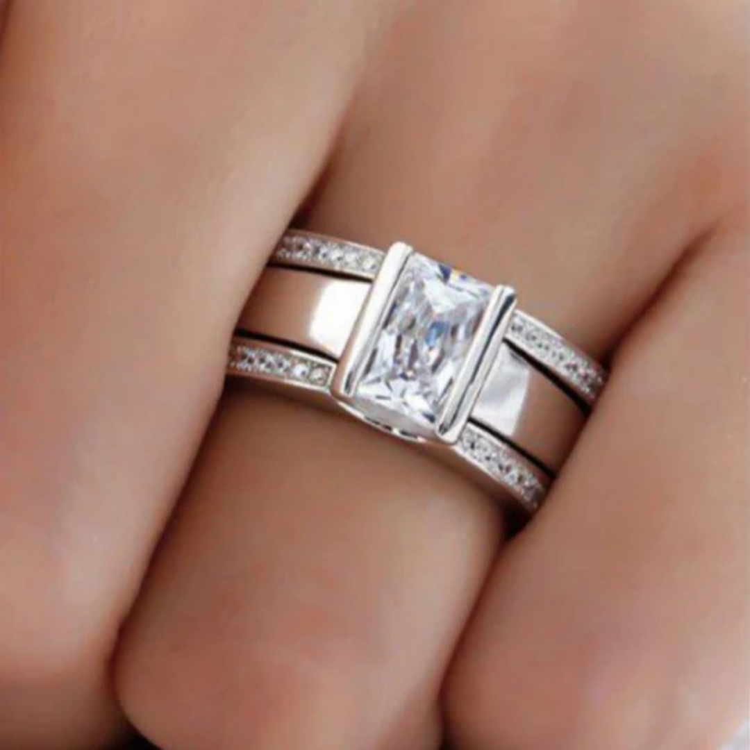 Vintage ring met glas-inleg