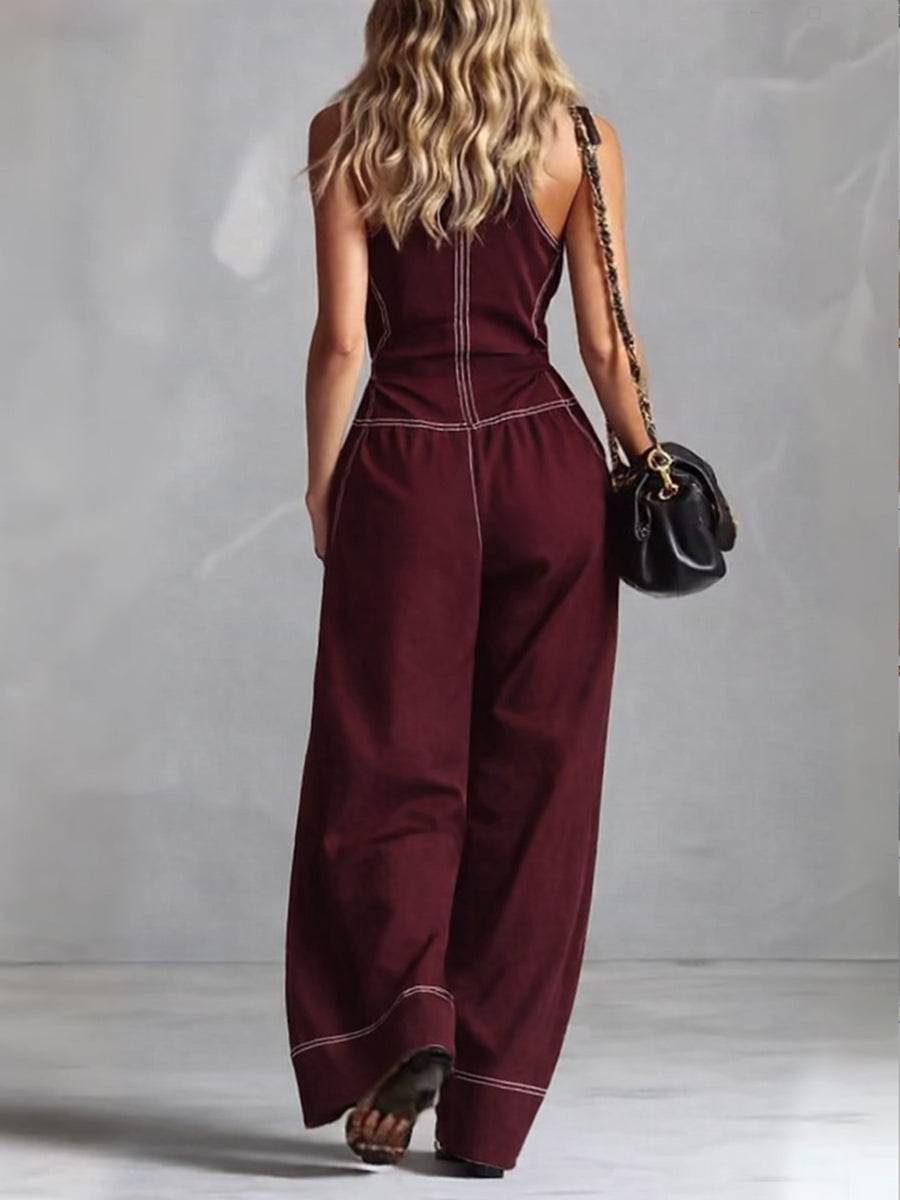 Casual katoenen jumpsuit met rits