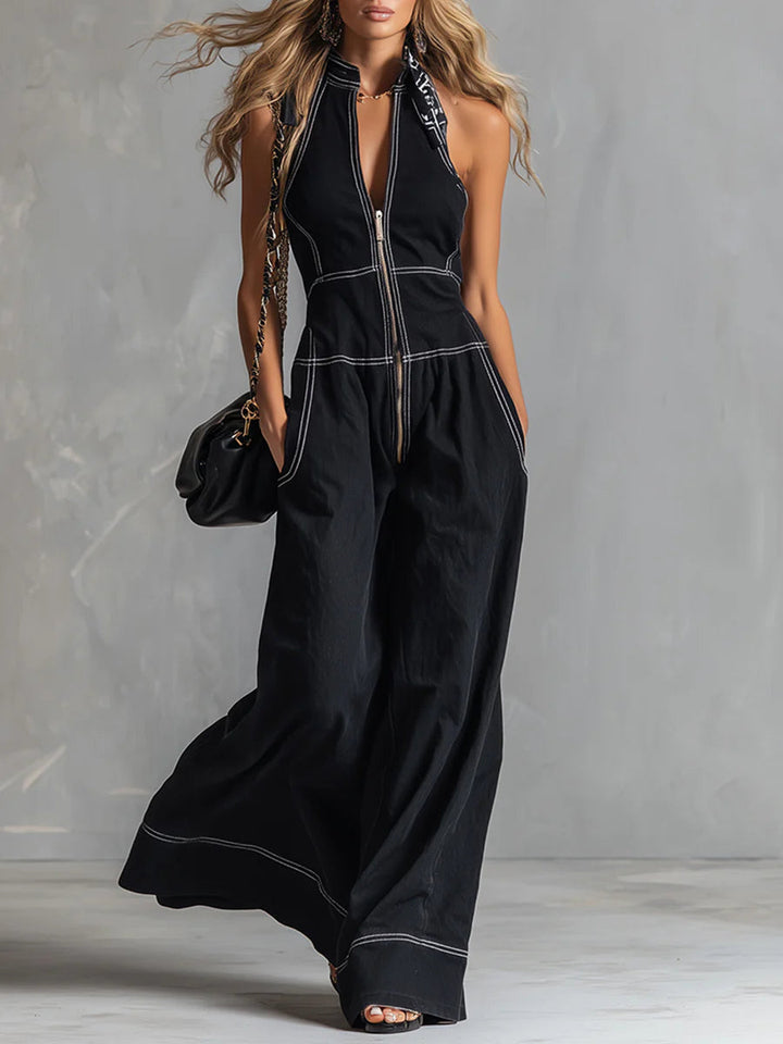 Casual katoenen jumpsuit met rits