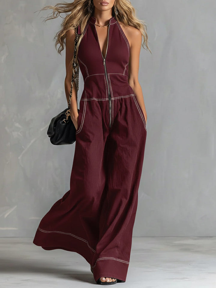 Casual katoenen jumpsuit met rits