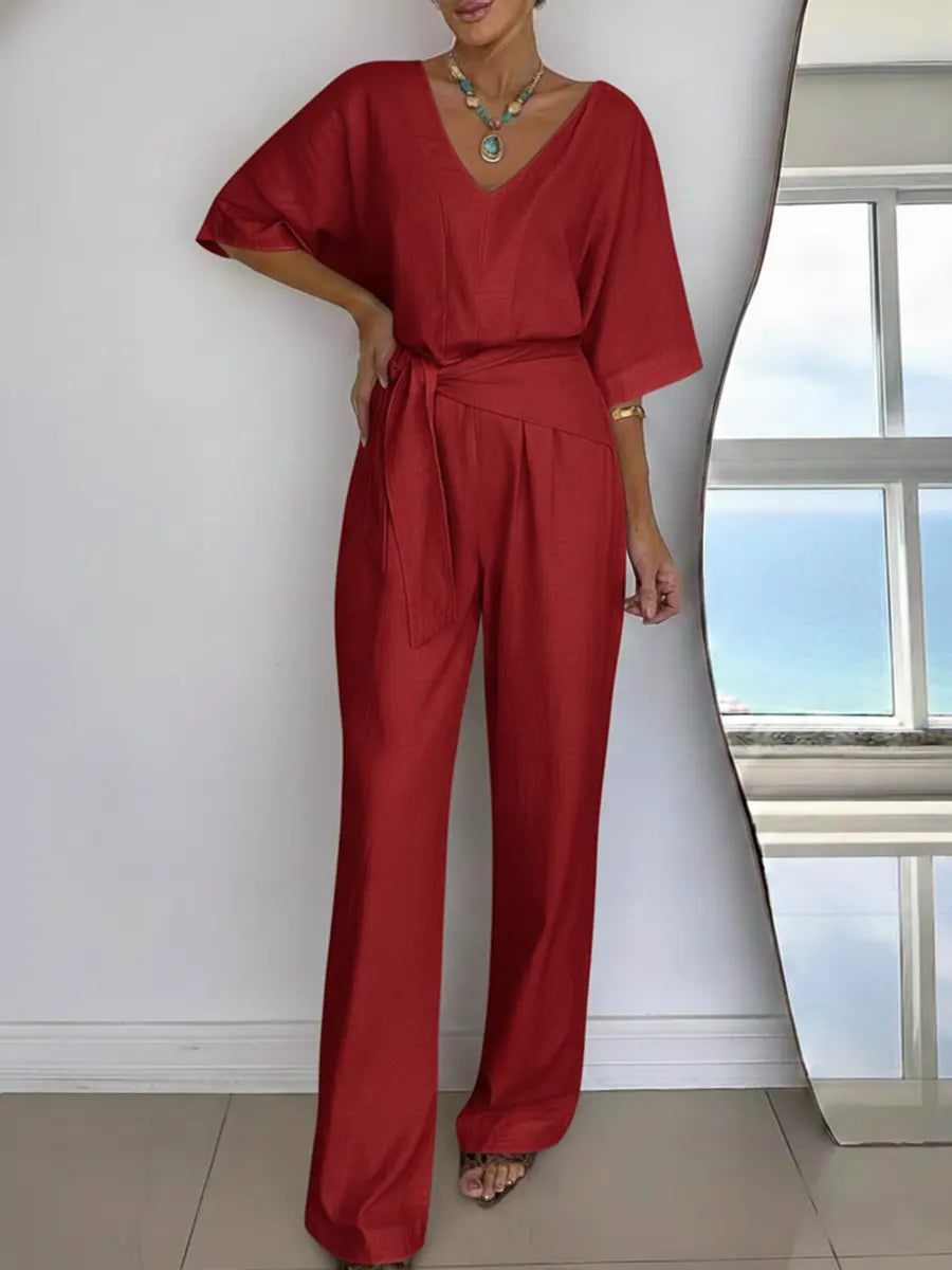 Dames jumpsuit van linnen en katoen