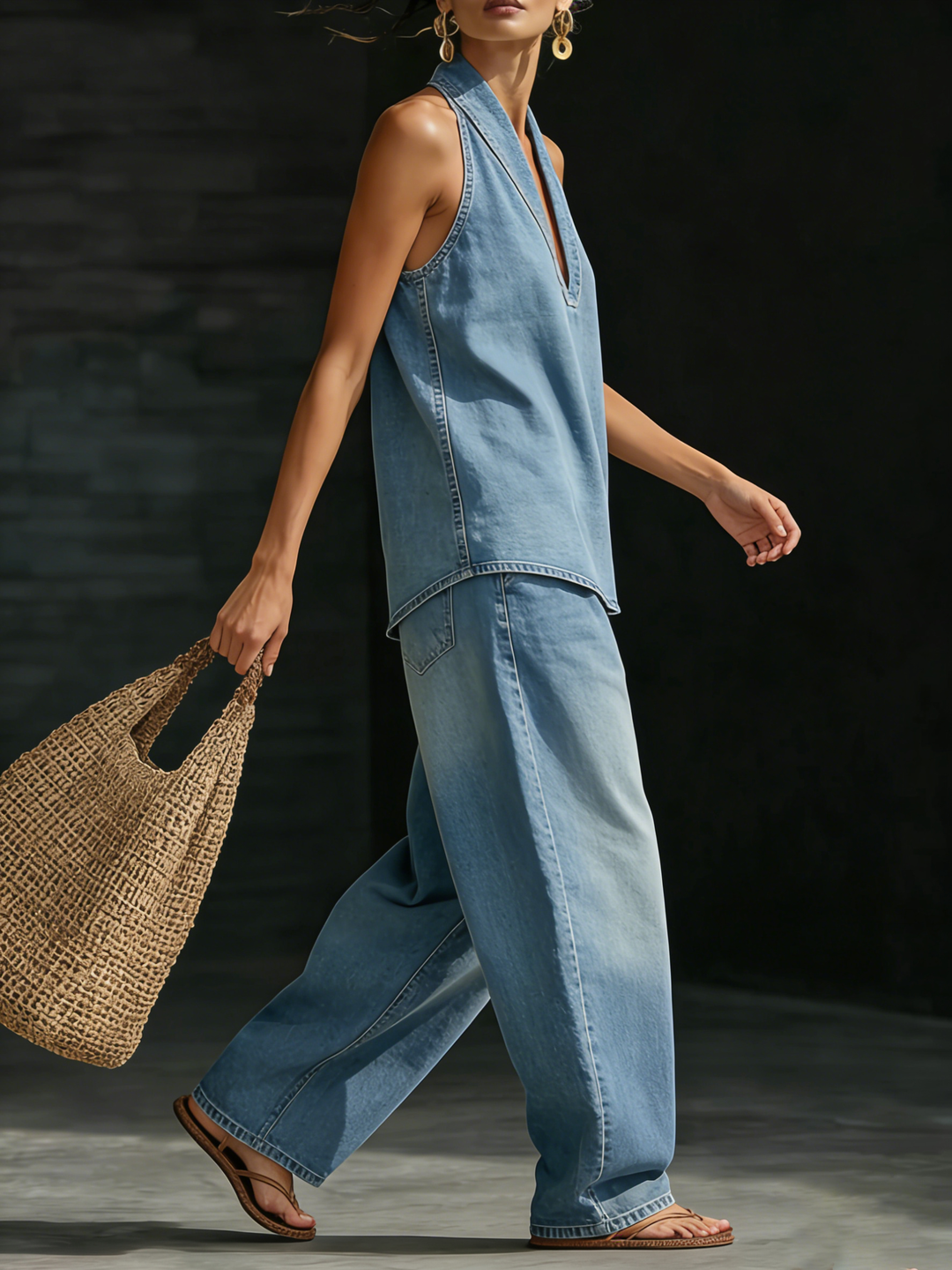 Knus minimalistisch tweedelig denimset
