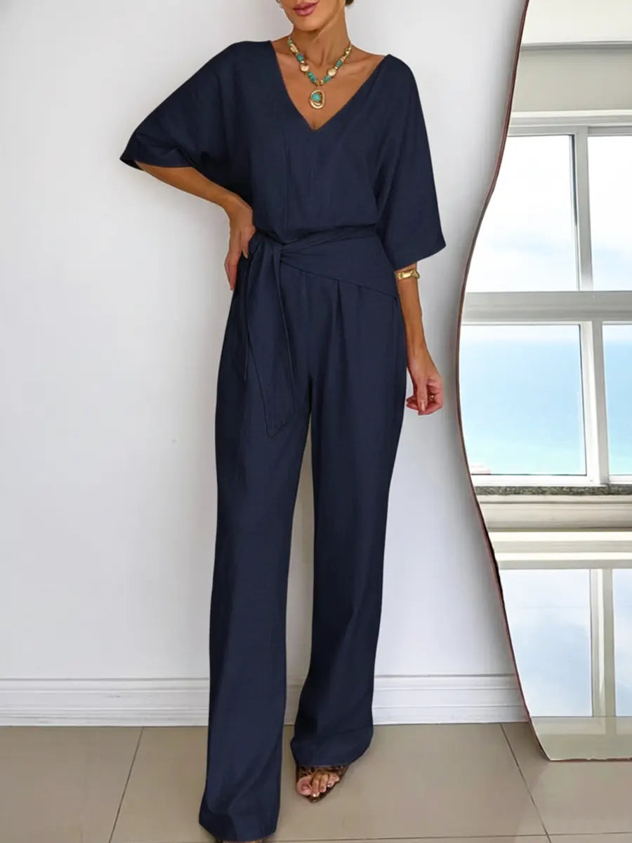 Dames jumpsuit van linnen en katoen
