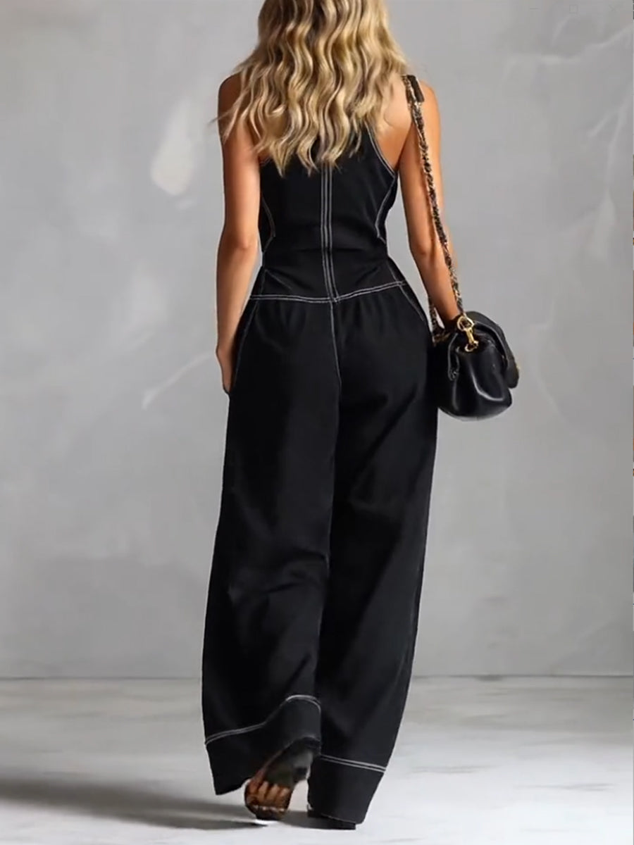Casual katoenen jumpsuit met rits