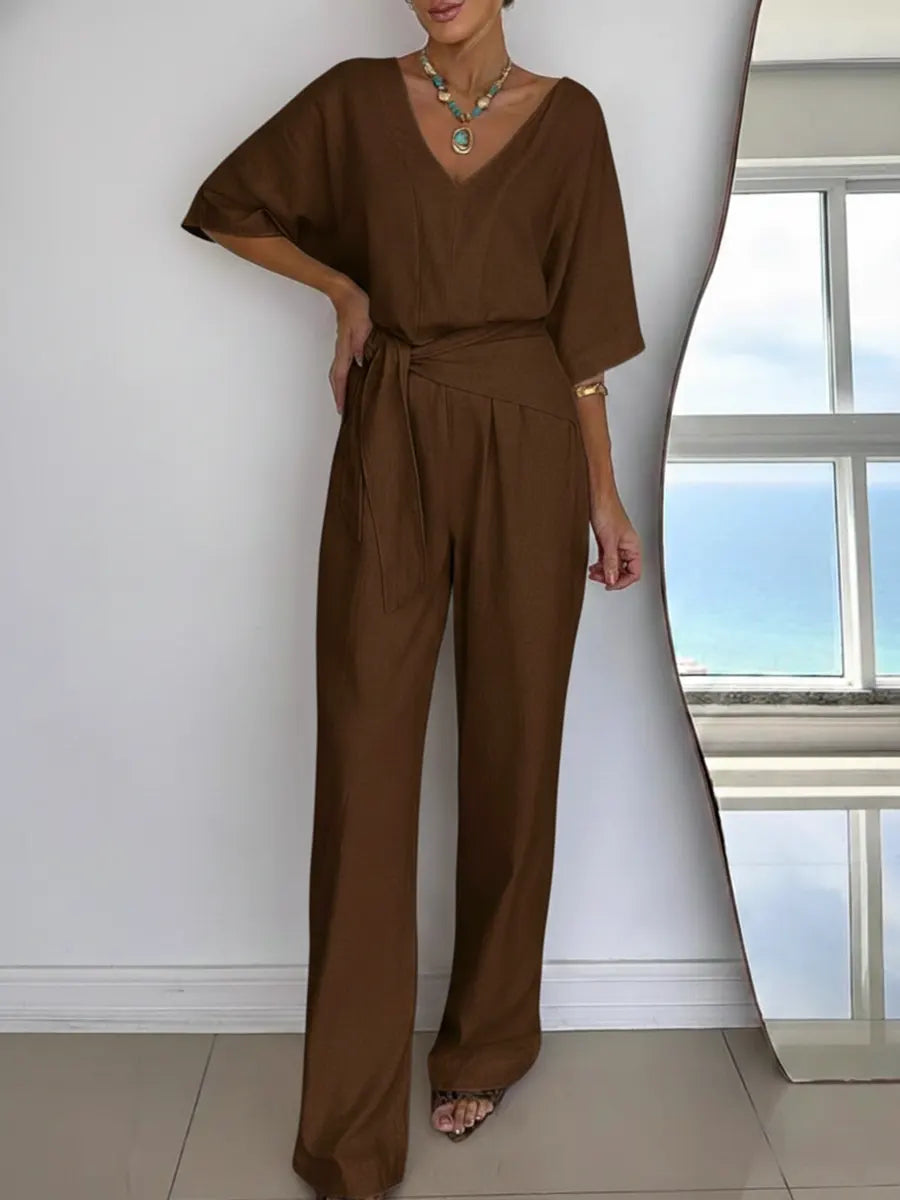 Dames jumpsuit van linnen en katoen
