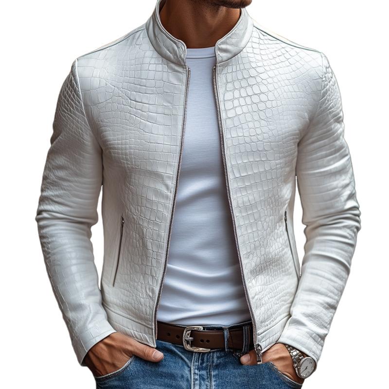 Ethan™ - Stijlvolle Jas met Steenmuster en Staande Kraag met Rits